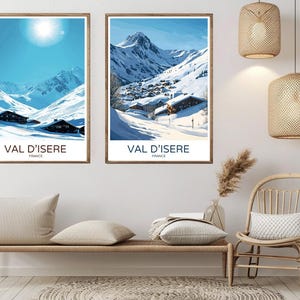 Val-d&#39;Isère France Poster Travel Paper Print Val-d&#39;Isère Ski Resort Vanoise Park Canvas Vintage Travel Poster Wall Art Illustration Gift