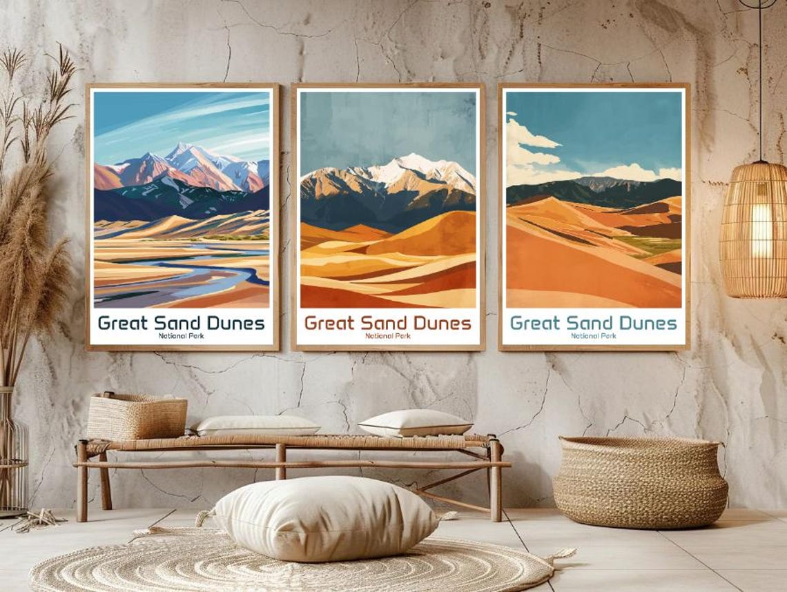 Great Sand Dunes National Park Poster Travel Paper Print San Luis ...