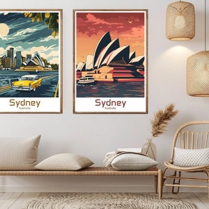 Sydney Australia Poster Travel Print Australia Sydney Canvas Vintage Travel Poster Wall Decor Australia Illustration Gift