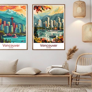 Vancouver City Travel Poster: Vintage Style Canada Illustration