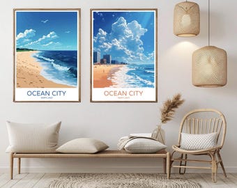 Ocean City Maryland Vintage Travel Poster: USA Beach Print