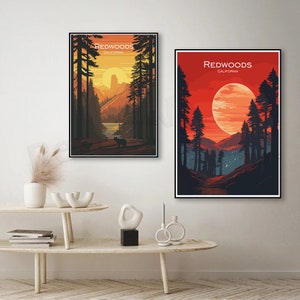 Redwood National Park Vintage Travel Poster: California Wall Art