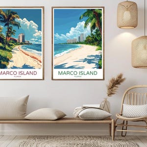 Marco Island Stany Zjednoczone Podróż Plakat Cyfrowy Marco Island Plaża Floryda Płótno Vintage Plakat Sztuka Ścienna Ilustracja USA Prezent Wystrój Domu