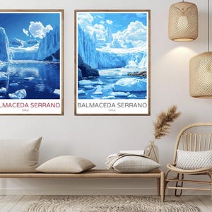 Chile Glaciers Vintage Travel Poster: Balmaceda & Serrano Art Print