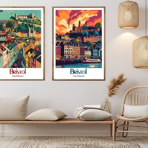 Cartaz de viagem em tela de Bristol, Reino Unido, cidade de Bristol, Inglaterra, pôster de parede de viagem vintage, decoração para casa, ilustração de aventura, presente