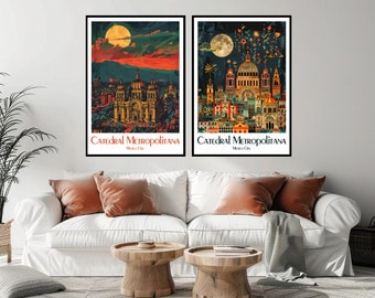 Metropolitan Cathedral Mexico Poster: Vintage Travel Canvas Print