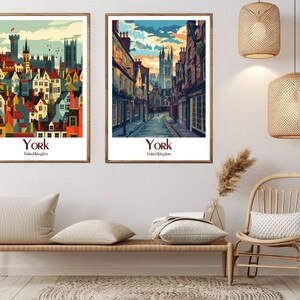 Póster de viaje de York, Reino Unido, lienzo impreso, ciudad de York, Inglaterra, póster de pared de viaje vintage, decoración del hogar, ilustración de aventura, regalo