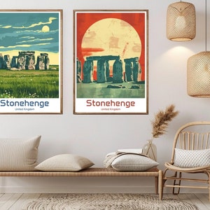 Stonehenge Reino Unido Cartel viaje impresión lienzo Stonehenge Inglaterra Vintage viaje pared cartel casa decoración aventura ilustración regalo