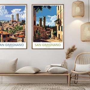 San Gimignano Italy Poster Travel Paper Print Italy San Gimignano Siena Tuscany Canvas Vintage Travel Poster Wall Italy Illustration Gift