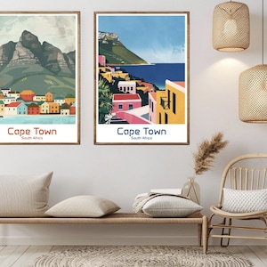 Le Cap, Afrique du Sud, affiche de voyage, impression sur papier, Afrique du Sud, Le Cap, toile vintage, voyage d&#39;art, affiche murale, Afrique du Sud, illustration, cadeau