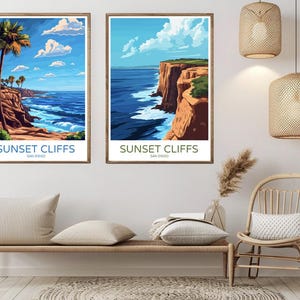 Sunset Cliffs San Diego Art Print: Vintage Travel Poster