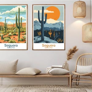 Saguaro National Park Vintage Travel Poster: Arizona Desert Art Print