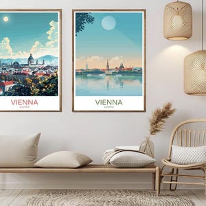 Pôster do horizonte de Viena, Áustria: impressão de arte de viagem vintage