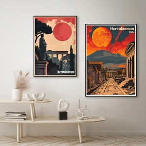 Herculano itália cartaz neapol herculano impressão em tela ilustração vintage viagem cartaz decoração da parede designer pompeia herculano impressão