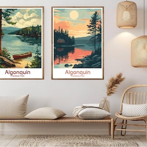 Algonquin Provincial Park Poster Reise Papierdruck Algonquin Park Georgian Bay Leinwand Vintage Reiseplakat Wand Kanada Illustration Geschenk