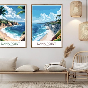 Dana Point California Poster Travel Paper Print Dana Point Orange County Beach Canvas Vintage Travel Art Poster Wall USA Illustration Gift