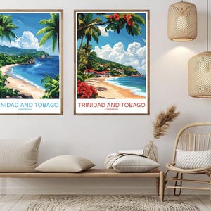 Trinidad And Tobago Caribbean Poster Print Caribbean Sea Canvas Vintage Travel Art Poster Wall Decoration Illustration Gift Room Decor