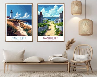 Nantucket Island Travel Poster: Vintage Cape Cod Art Print