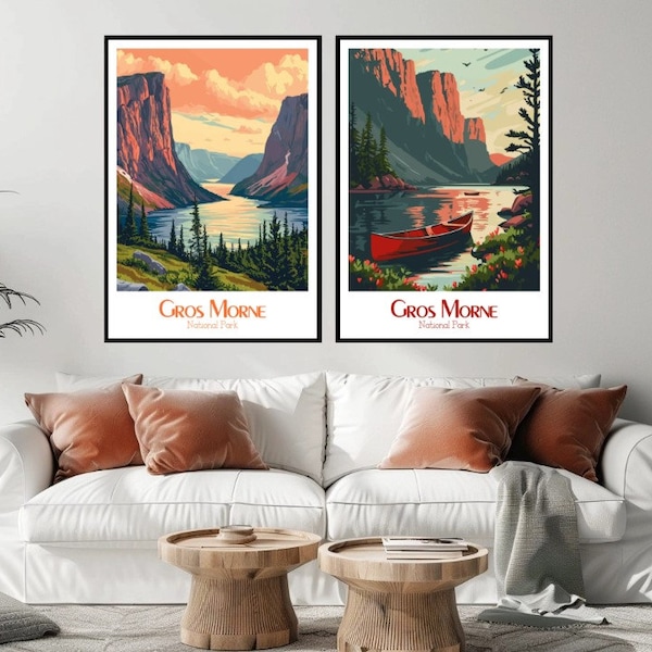 Gros Morne National Park Canada Poster Travel Print Canada Gros Morne Park Canvas Vintage Travel Poster Wall Decor Canada Illustration Gift