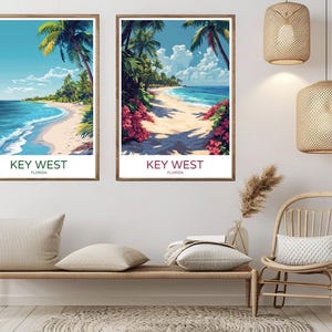 Key West Florida Poster Carta da viaggio Stampa Key West Beach Contea di Monroe Tela Vintage Poster da viaggio Muro Stati Uniti Illustrazione Regalo