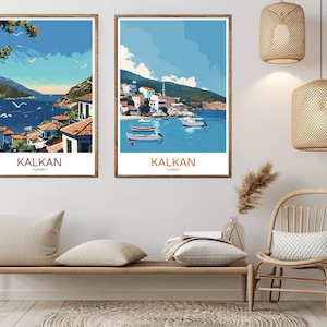 Kalkan Turkey Travel Poster: Lycian Coast Vintage Art Print