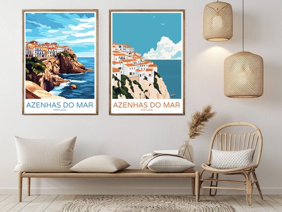 Azenhas Do Mar Portugal Vintage Travel Poster: Coastal