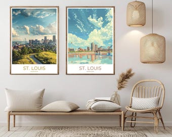 St. Louis Skyline Print: Vintage Travel Poster, Gateway Arch Art