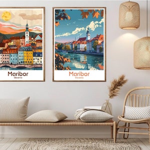 Maribor Slowenien Poster Reisedruck Leinwand Slowenien Maribor Vintage Reise Wandposter Home Decor Slowenien Illustration Geschenk