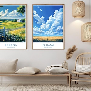 Indiana Travel Poster: Vintage State Art Print