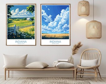 Indiana Travel Poster: Vintage State Art Print