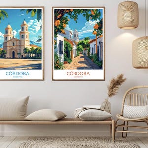 Córdoba Argentina Travel Poster: Vintage Cathedral & Palace Art