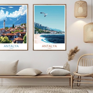 Antalya Turkey Travel Poster: Turkish Riviera Vintage Art Print