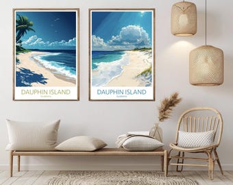 Dauphin Island Alabama Vintage Travel Poster: Coastal Wall Art