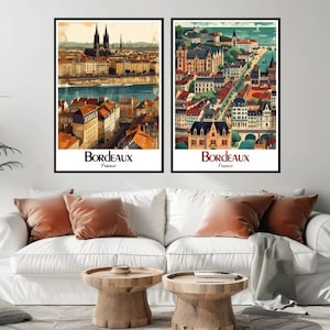 Bordeaux France Travel Poster Bordeaux Canvas Print Vintage Travel Poster Wall Decor Designer France Bordeaux Illustration Print