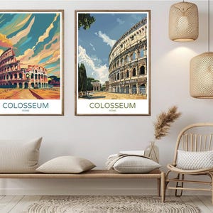 Roma Colosseo Italia Poster Carta da viaggio Stampa Colosseo Foro Romano Tela Vintage Viaggio Arte Poster Muro Italia Illustrazione Regalo
