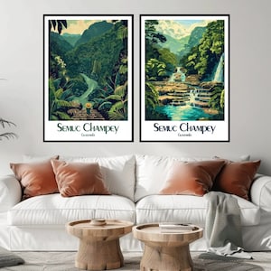 Semuc Champey Guatemala Poster Travel Print Guatemala Semuc Champey Canvas Vintage Travel Poster Wall Decor Guatemala Illustration Gift
