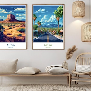 Mesa Arizona Travel Poster: Vintage Landscape Art Print