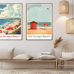 Affiche d'Old Orchard Beach, Maine, impression sur papier de voyage Old Orchard Beach, comté de York, toile vintage, affiche d'art de voyage murale, illustration des États-Unis, cadeau