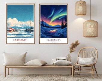 Fairbanks Alaska Travel Poster: Vintage City Art Print