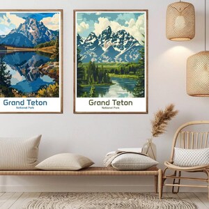 Grand Teton National Park Wyoming Poster Reise Papierdruck Grand Teton Park Leinwand Vintage Reise Kunst Poster Wand USA Illustration Geschenk
