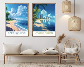 Corpus Christi Texas Travel Poster: Vintage USA Wall Art Print