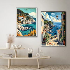 Elba Island Italien Poster Toskana Elba Island Canvas Print Illustration Vintage Reiseplakat Wanddekor Designer Italien Elba Island Print