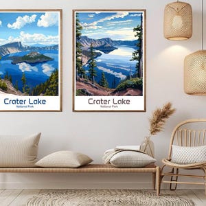 Crater Lake National Park Vintage Travel Poster: Oregon Wall Art Print