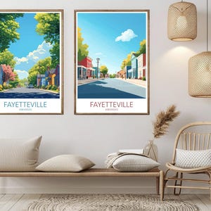 Fayetteville Arkansas Travel Poster: Vintage City Art Print