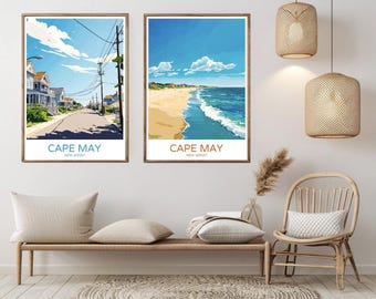 Cape May New Jersey Travel Poster: Vintage Style Art Print (Digital Print)