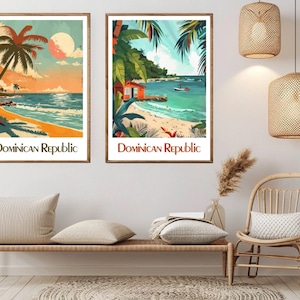 Dominikanische Republik Poster Reise Druck Dominikanische Republik Strand Leinwand Vintage Reise Poster Wand Dekor Dominicana Illustration Geschenk