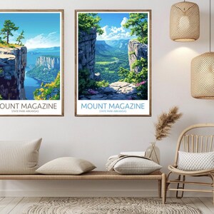 Póster de viaje de Arkansas del parque estatal Mount Magazine, impresión en papel de Estados Unidos, lienzo, arte de viaje vintage, póster de EE. UU., ilustración de pared, regalo