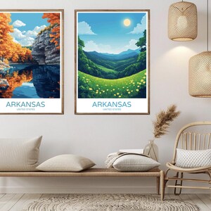 Póster de viaje del estado de Arkansas, impresión en papel, paisaje de Little Rock, Estados Unidos, lienzo, decoración de viaje vintage, póster artístico, ilustración de pared, regalo