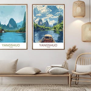 Yangshuo China Travel Poster: Vintage Guilin City Art Print