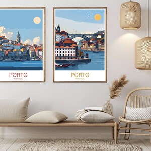 Porto Portugal Skyline Print: Vintage Travel Poster
